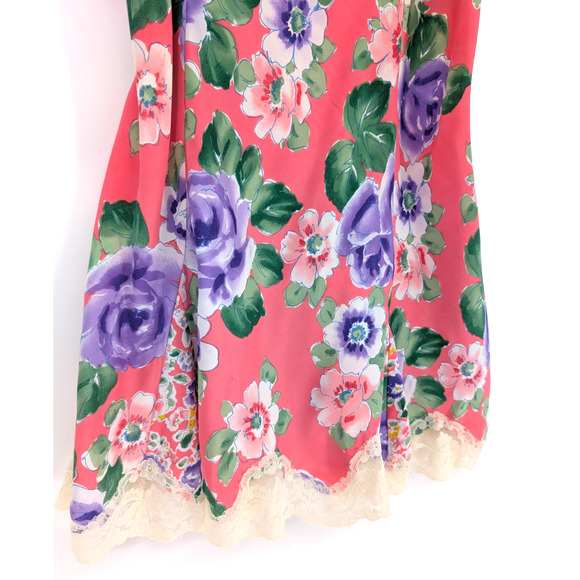 VTG 90s Y2K Victorias Secret Gold Label Pink Fairy Floral Lace Trim Slip Dress S - Picture 3 of 8